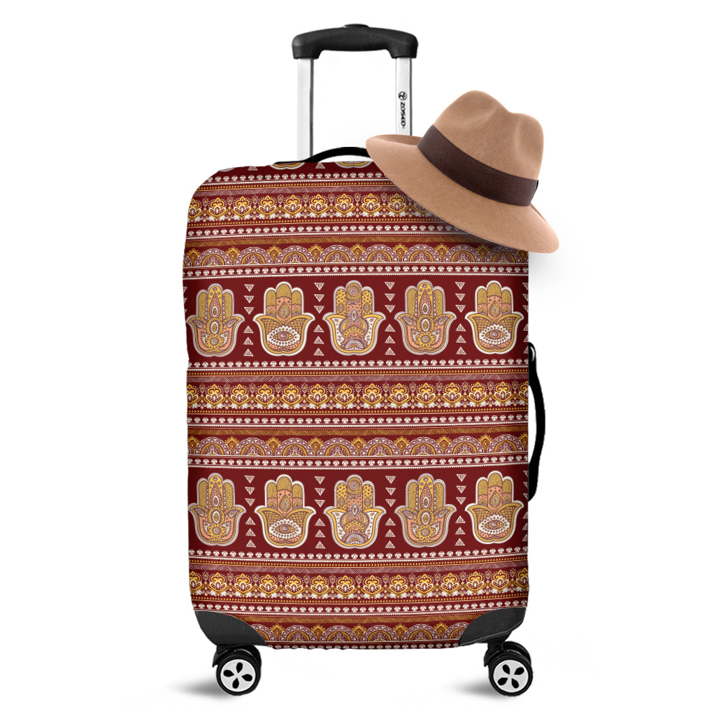 Indian Hamsa Hand Print Luggage Cover