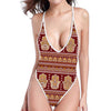 Indian Hamsa Hand Print One Piece High Cut Swimsuit