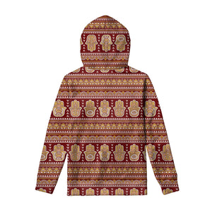 Indian Hamsa Hand Print Pullover Hoodie