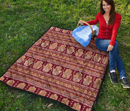 Indian Hamsa Hand Print Quilt
