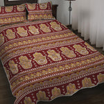 Indian Hamsa Hand Print Quilt Bed Set
