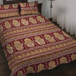 Indian Hamsa Hand Print Quilt Bed Set