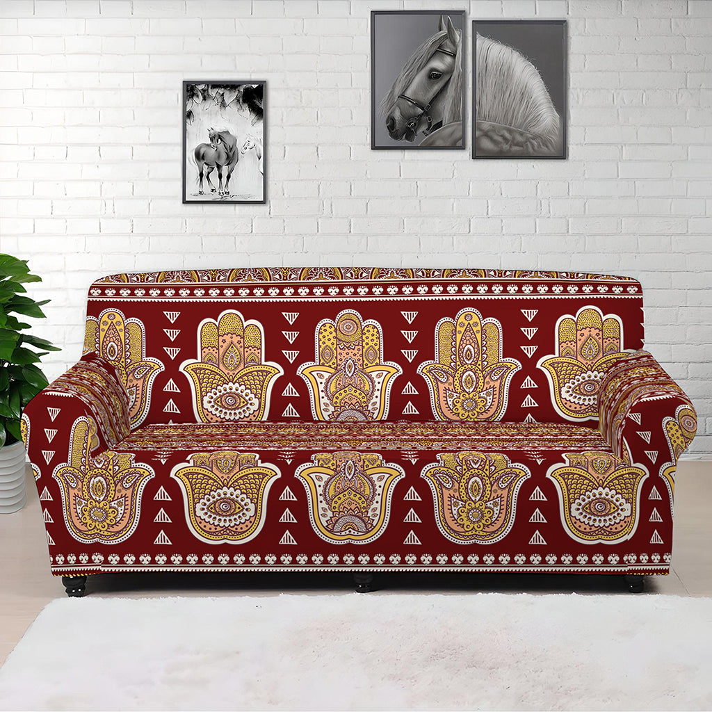 Indian Hamsa Hand Print Sofa Cover
