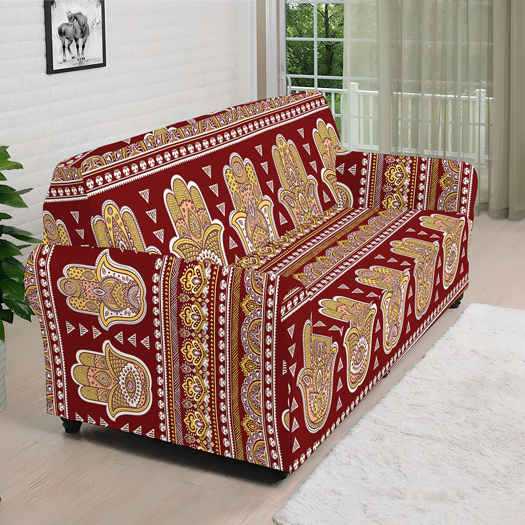Indian Hamsa Hand Print Sofa Cover