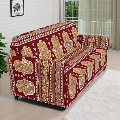 Indian Hamsa Hand Print Sofa Cover