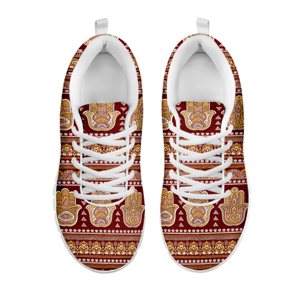 Indian Hamsa Hand Print White Sneakers