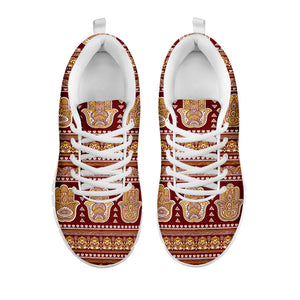 Indian Hamsa Hand Print White Sneakers