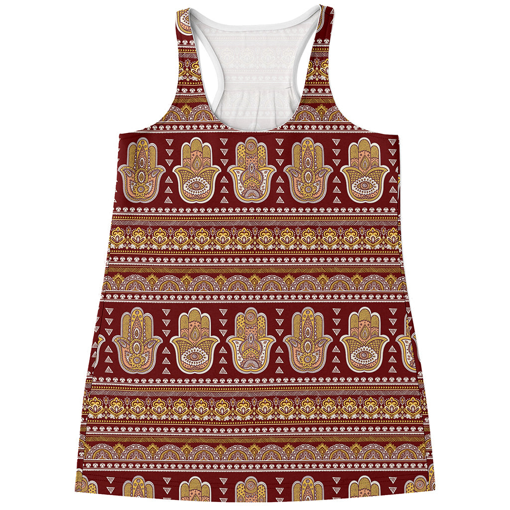 Indian Hamsa Hand Print Women's Racerback Tank Top