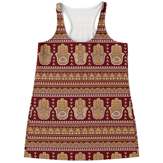 Indian Hamsa Hand Print Women's Racerback Tank Top