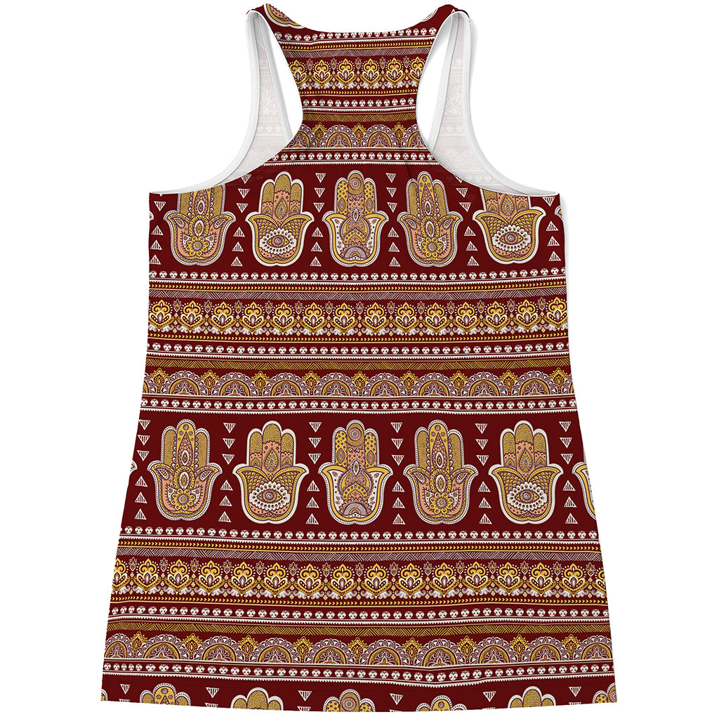 Indian Hamsa Hand Print Women's Racerback Tank Top