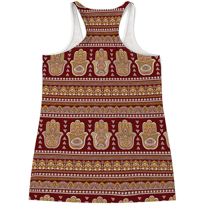 Indian Hamsa Hand Print Women's Racerback Tank Top