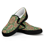 Indian Hamsa Pattern Print Black Slip On Shoes