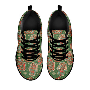 Indian Hamsa Pattern Print Black Sneakers