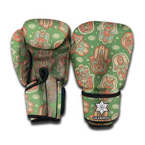 Indian Hamsa Pattern Print Boxing Gloves