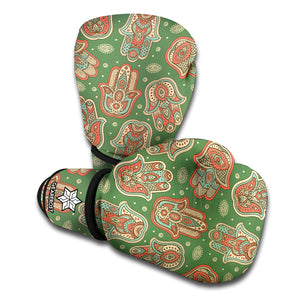 Indian Hamsa Pattern Print Boxing Gloves