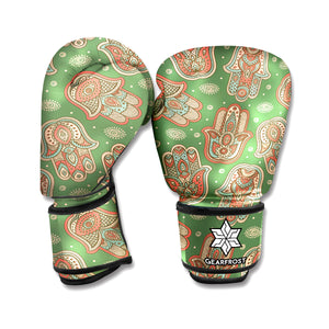 Indian Hamsa Pattern Print Boxing Gloves