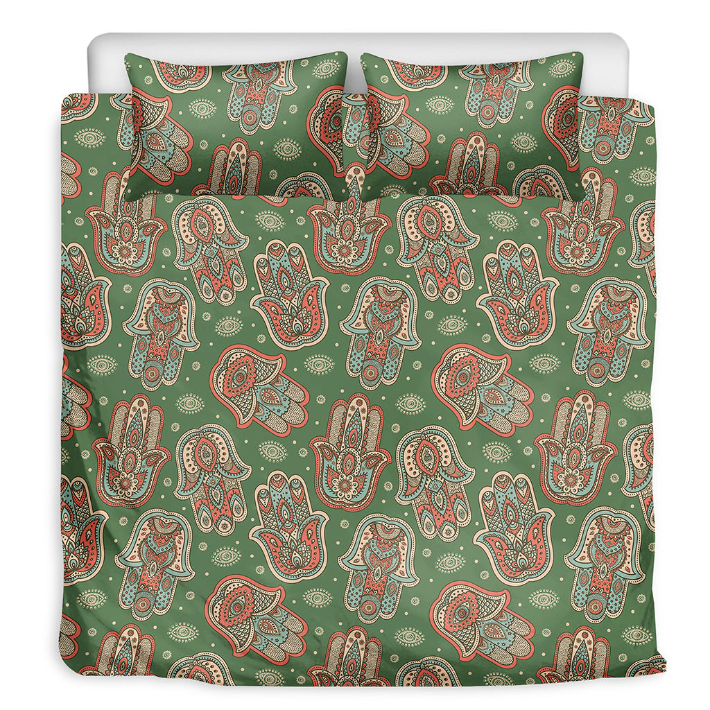 Indian Hamsa Pattern Print Duvet Cover Bedding Set