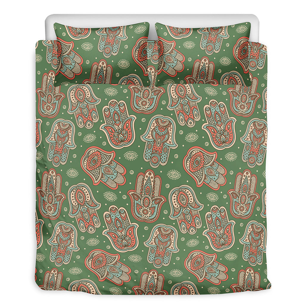 Indian Hamsa Pattern Print Duvet Cover Bedding Set