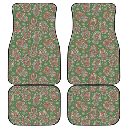 Indian Hamsa Pattern Print Front and Back Car Floor Mats