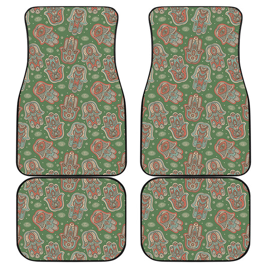 Indian Hamsa Pattern Print Front and Back Car Floor Mats
