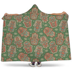 Indian Hamsa Pattern Print Hooded Blanket