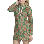 Indian Hamsa Pattern Print Hoodie Dress