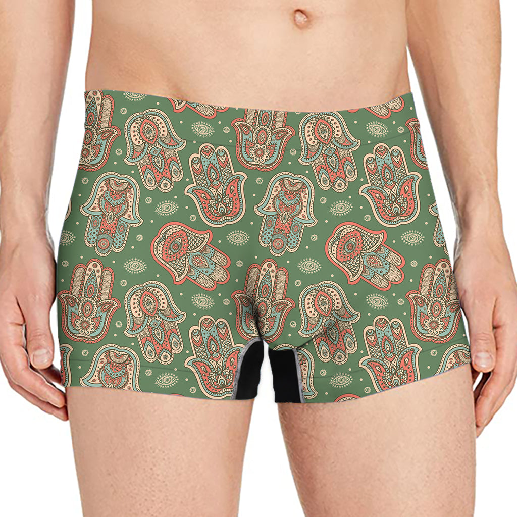 Indian Hamsa Pattern Print Men's Boxer Briefs