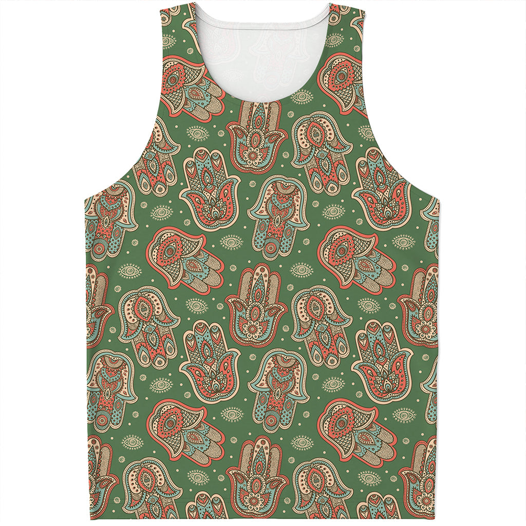 Indian Hamsa Pattern Print Men's Tank Top