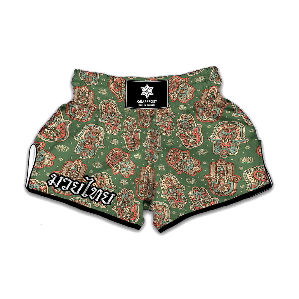 Indian Hamsa Pattern Print Muay Thai Boxing Shorts