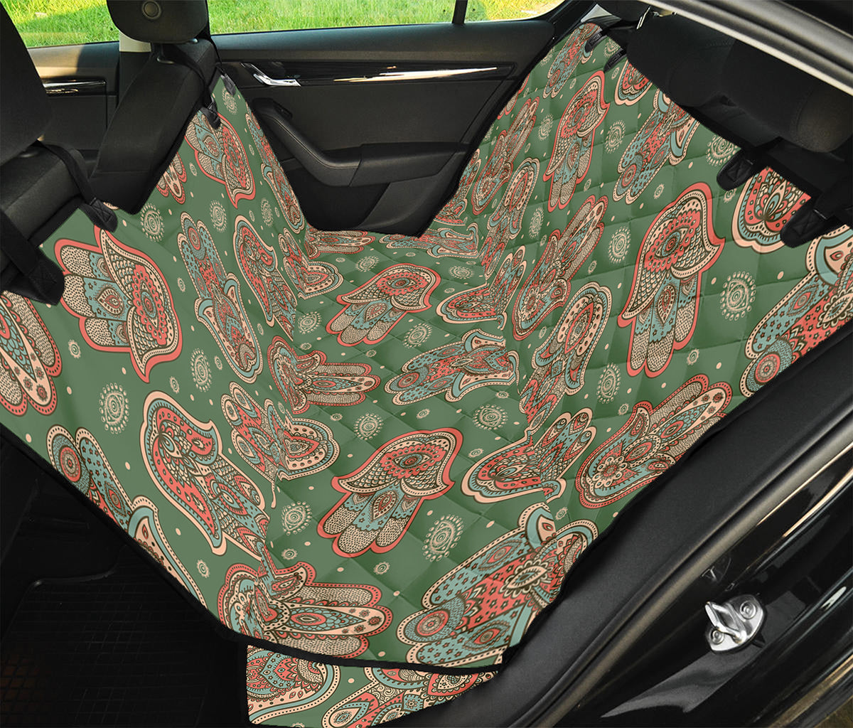 Indian Hamsa Pattern Print Pet Car Back Seat Cover