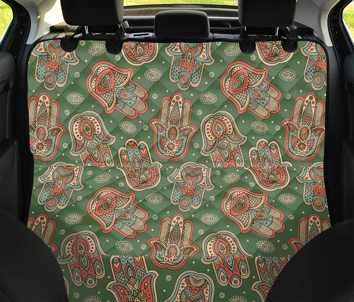 Indian Hamsa Pattern Print Pet Car Back Seat Cover