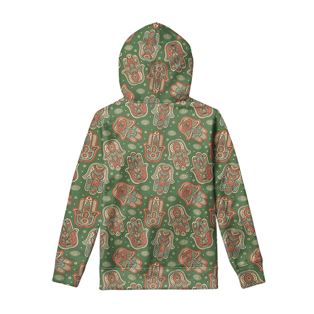 Indian Hamsa Pattern Print Pullover Hoodie