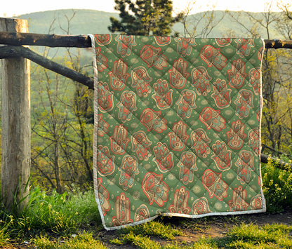 Indian Hamsa Pattern Print Quilt