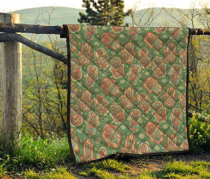 Indian Hamsa Pattern Print Quilt