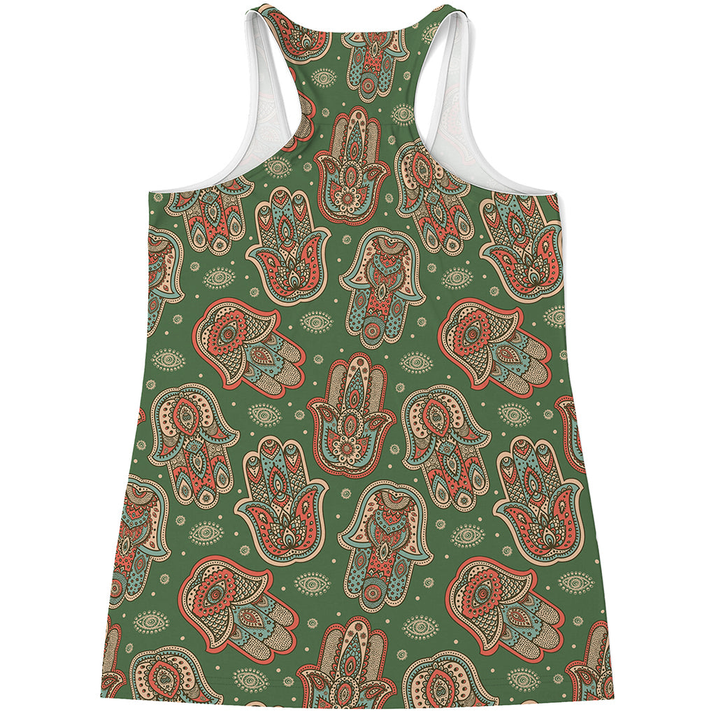 Indian Hamsa Pattern Print Women's Racerback Tank Top