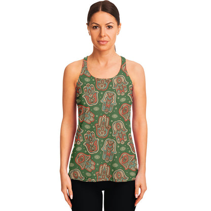 Indian Hamsa Pattern Print Women's Racerback Tank Top