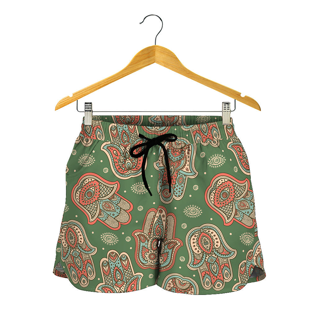 Indian Hamsa Pattern Print Women's Shorts