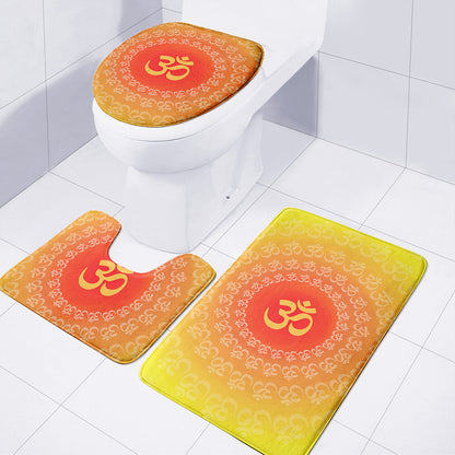 Indian Om Sign Print 3 Piece Bath Mat Set