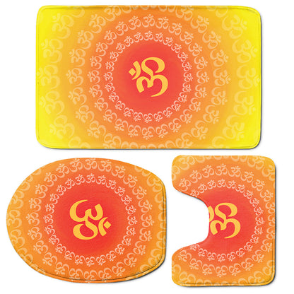 Indian Om Sign Print 3 Piece Bath Mat Set
