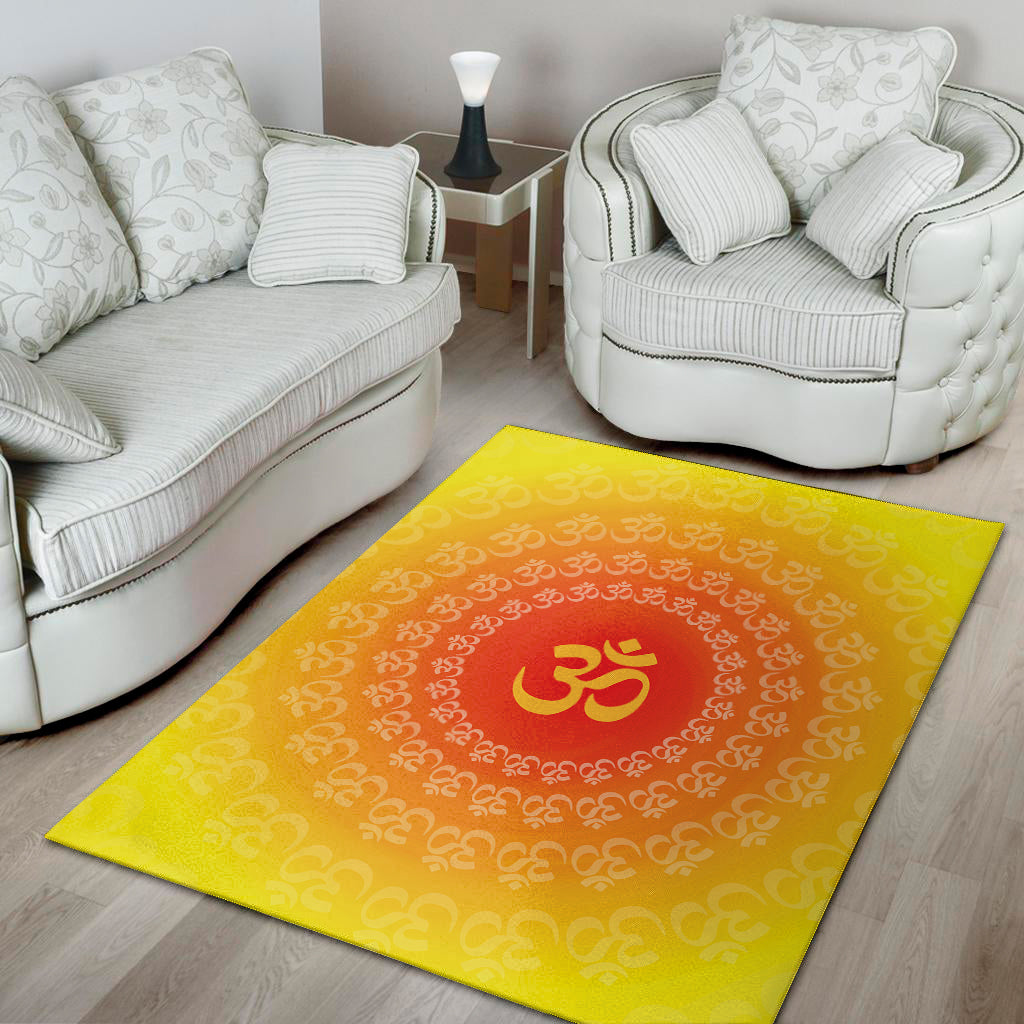 Indian Om Sign Print Area Rug