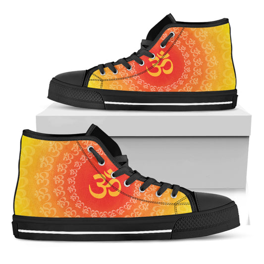 Indian Om Sign Print Black High Top Shoes