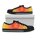 Indian Om Sign Print Black Low Top Sneakers