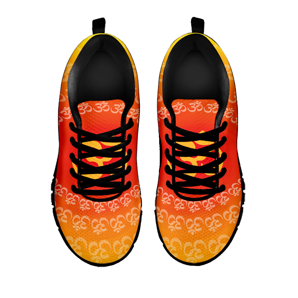 Indian Om Sign Print Black Sneakers