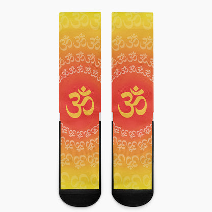 Indian Om Sign Print Crew Socks