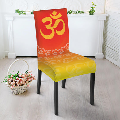 Indian Om Sign Print Dining Chair Slipcover
