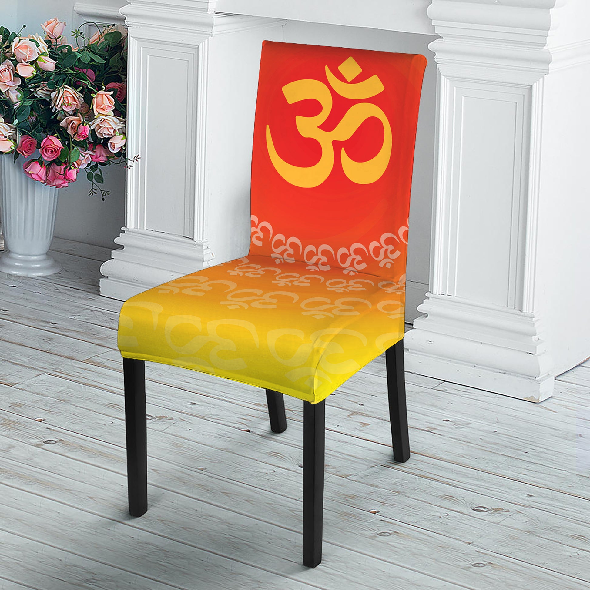 Indian Om Sign Print Dining Chair Slipcover