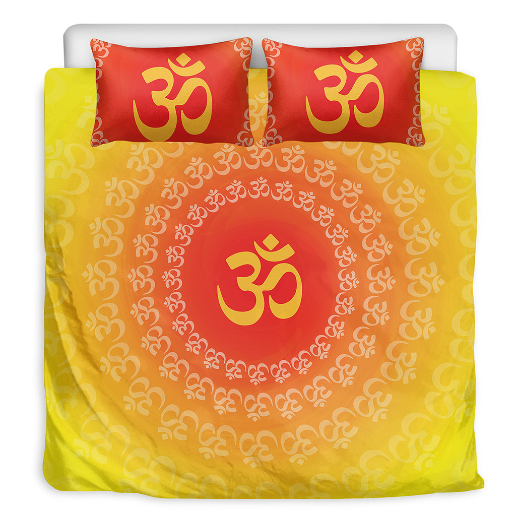 Indian Om Sign Print Duvet Cover Bedding Set