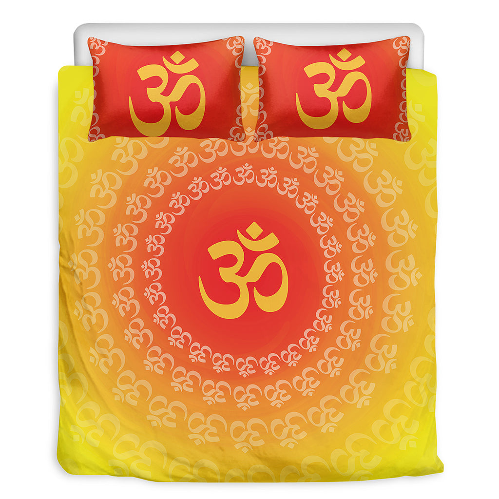 Indian Om Sign Print Duvet Cover Bedding Set