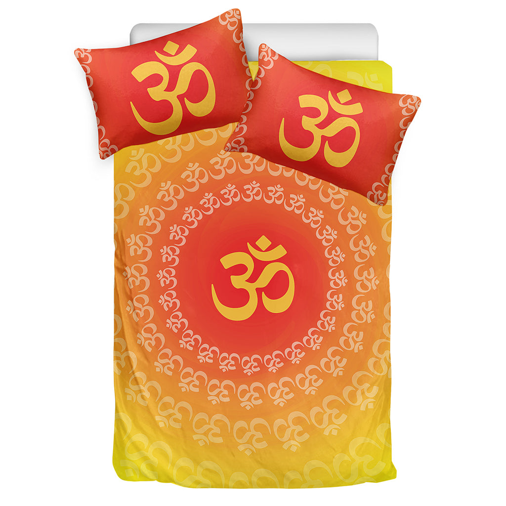 Indian Om Sign Print Duvet Cover Bedding Set