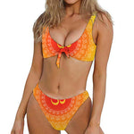 Indian Om Sign Print Front Bow Tie Bikini